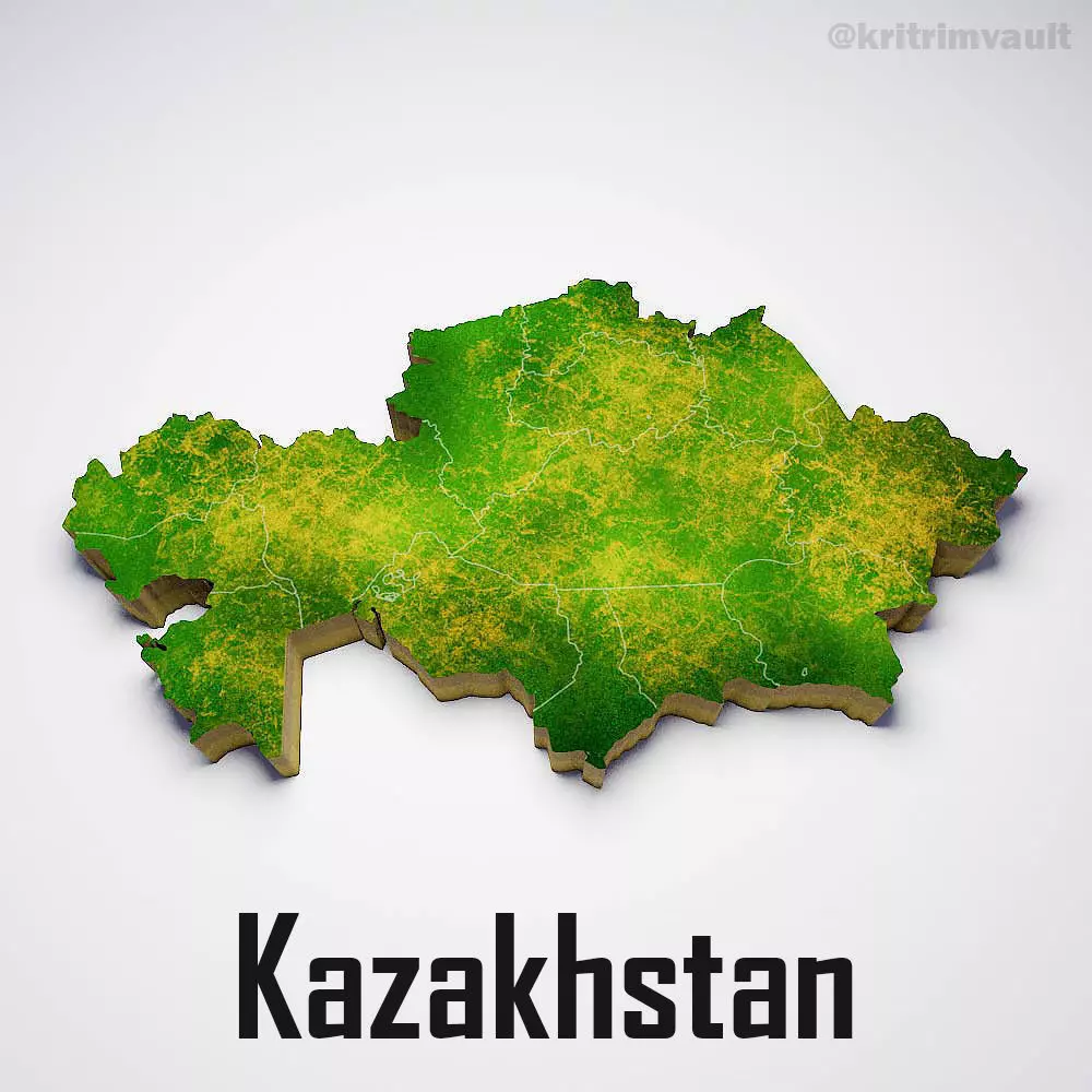 Kazakhstan country map 3d model 3D model_0