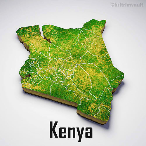 Kenya country map 3d model 3D model