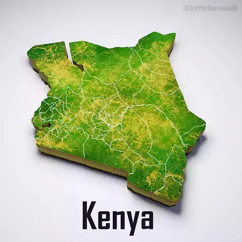 Kenya country map 3d model