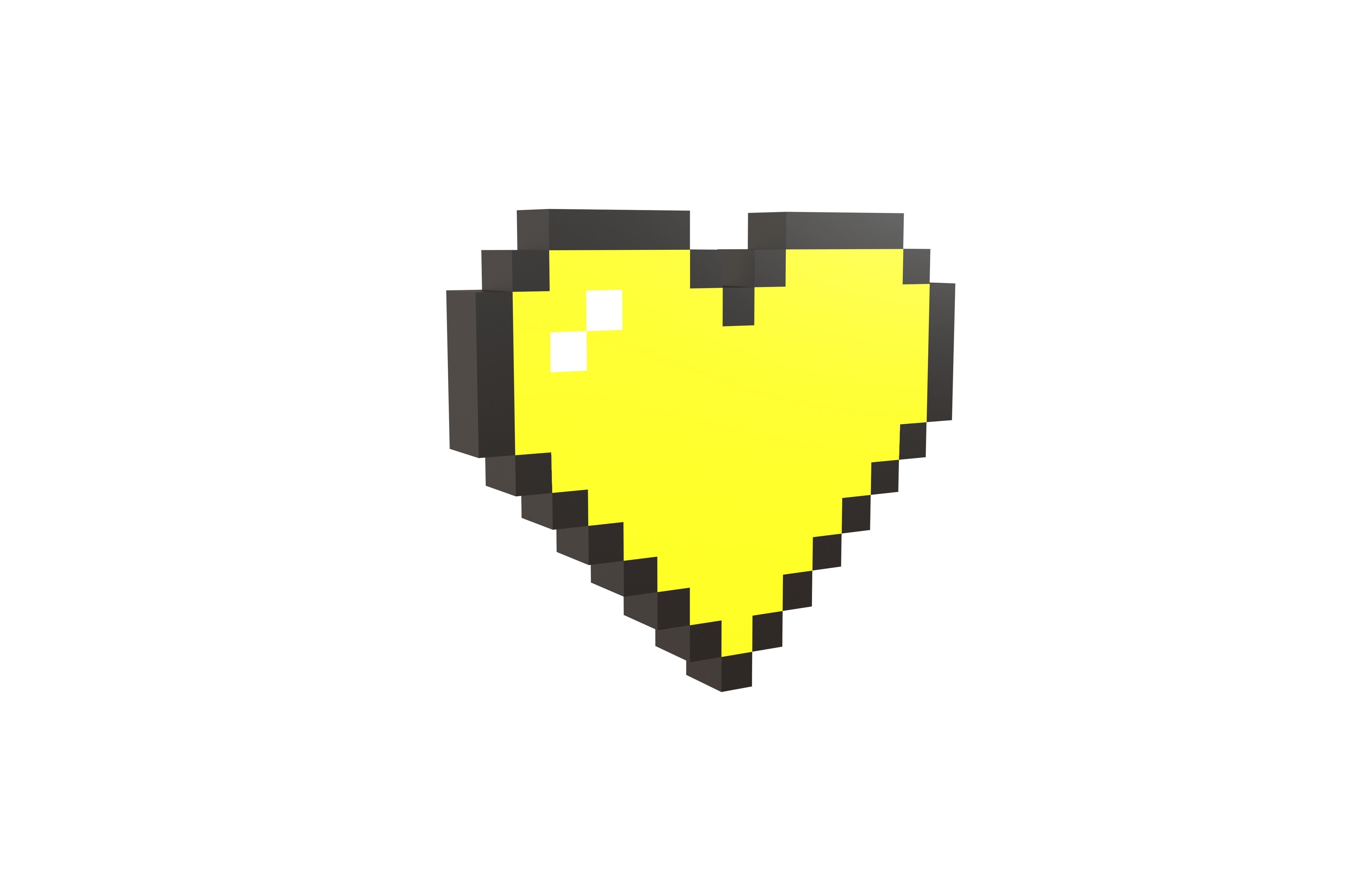 Pixel Heart Pack v2 01 Low-poly 3D model_14