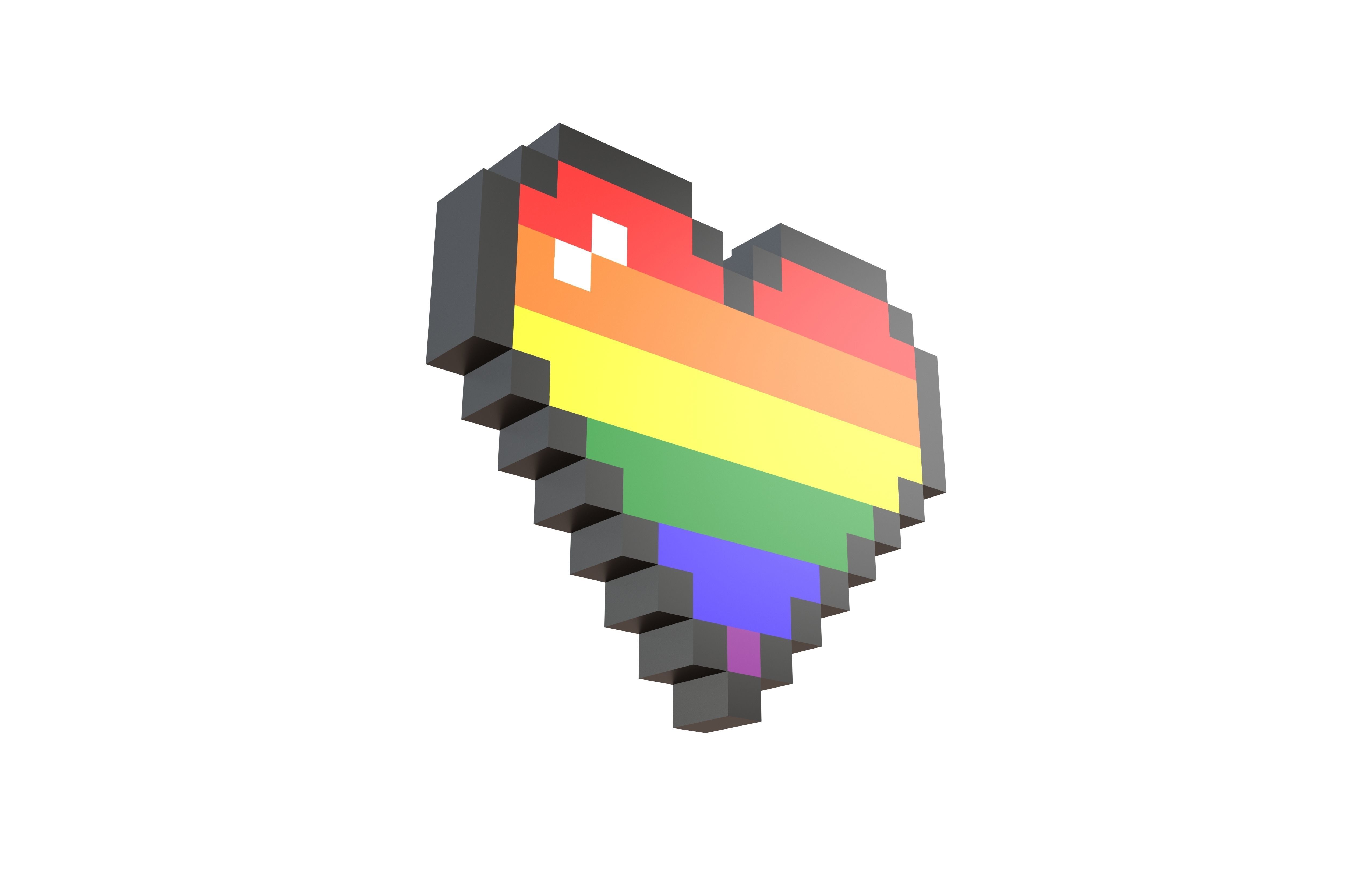 Pixel Heart Pack v2 01 Low-poly 3D model_32