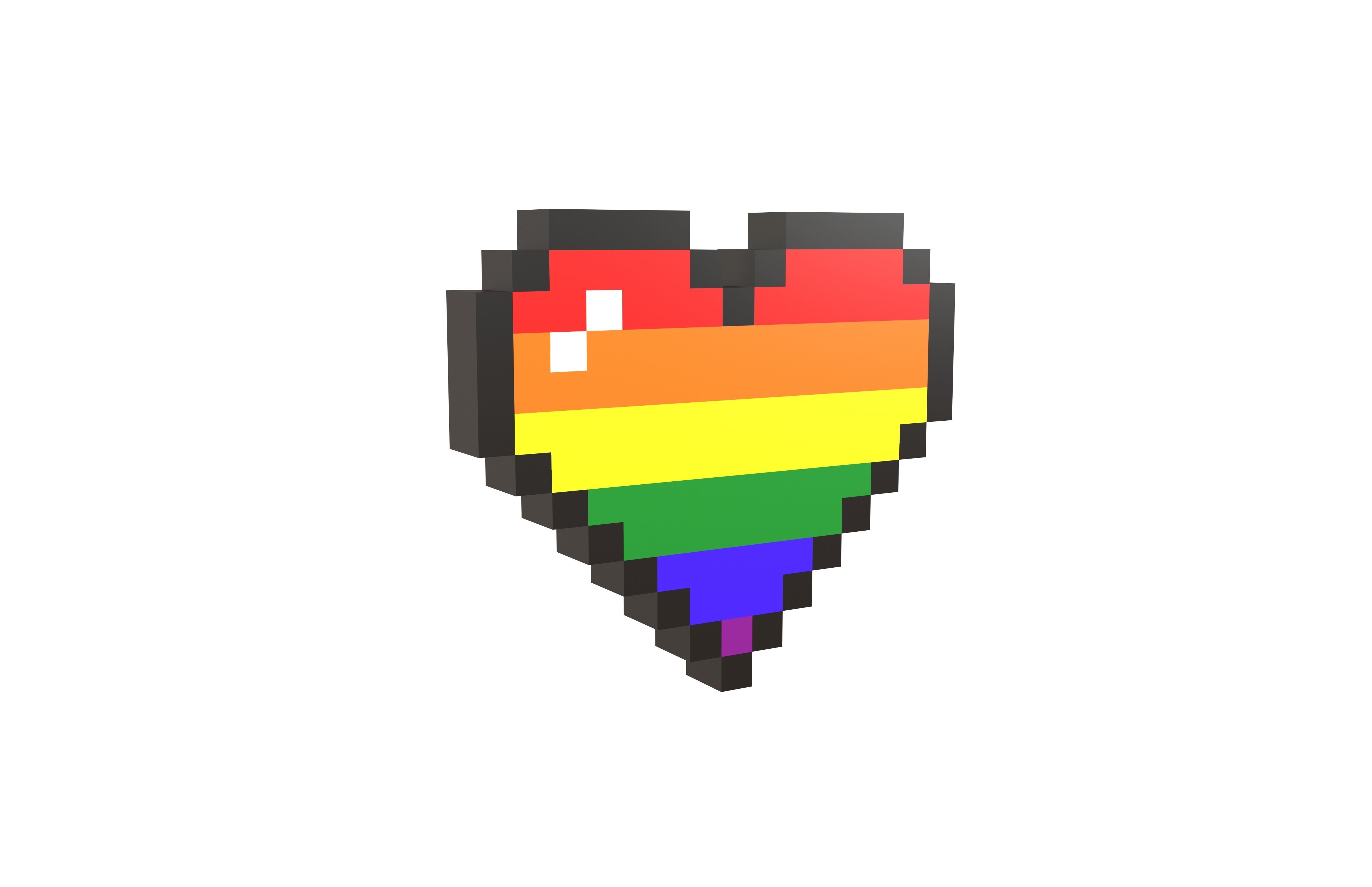 Pixel Heart Pack v2 01 Low-poly 3D model_30