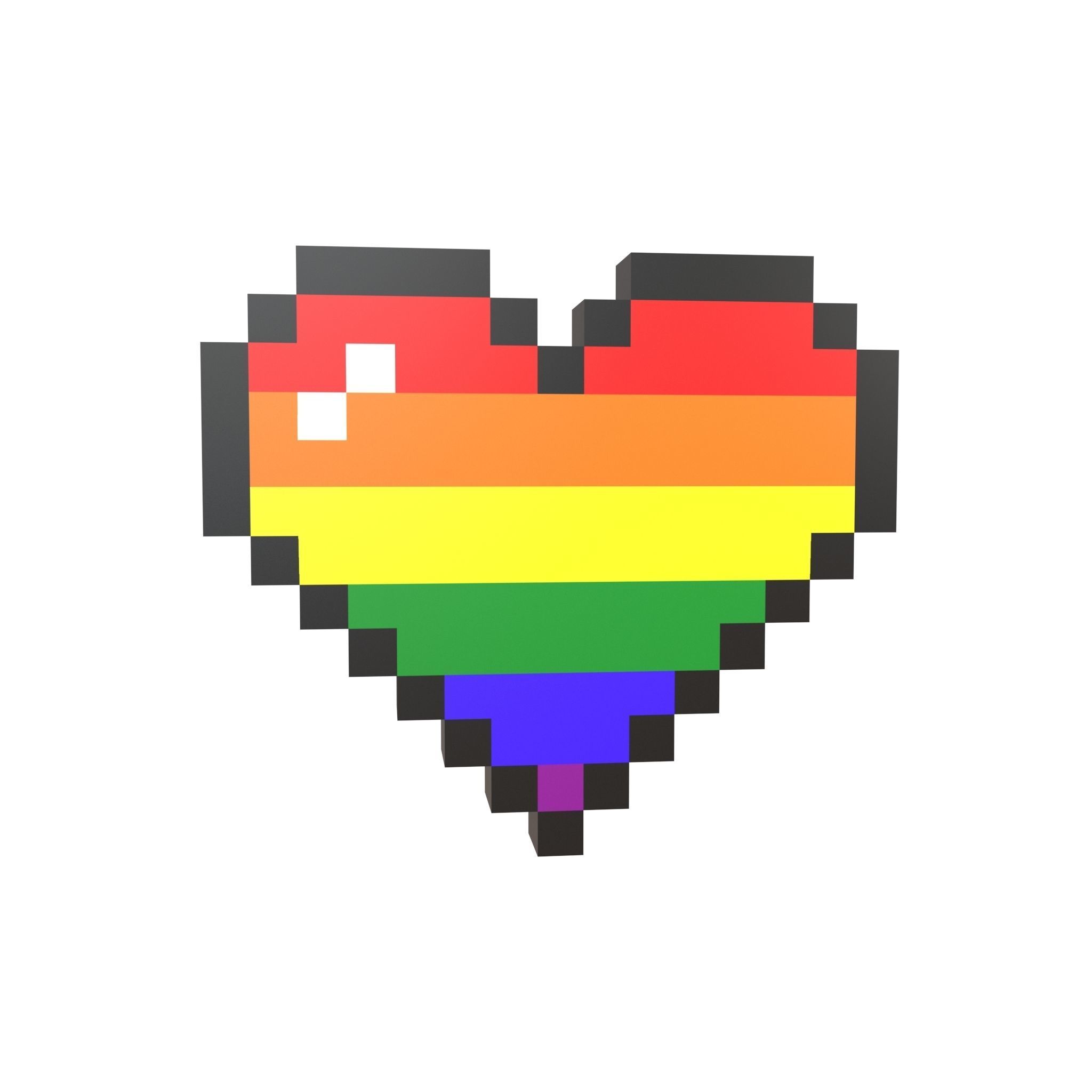 Pixel Heart Pack v2 01 Low-poly 3D model_29