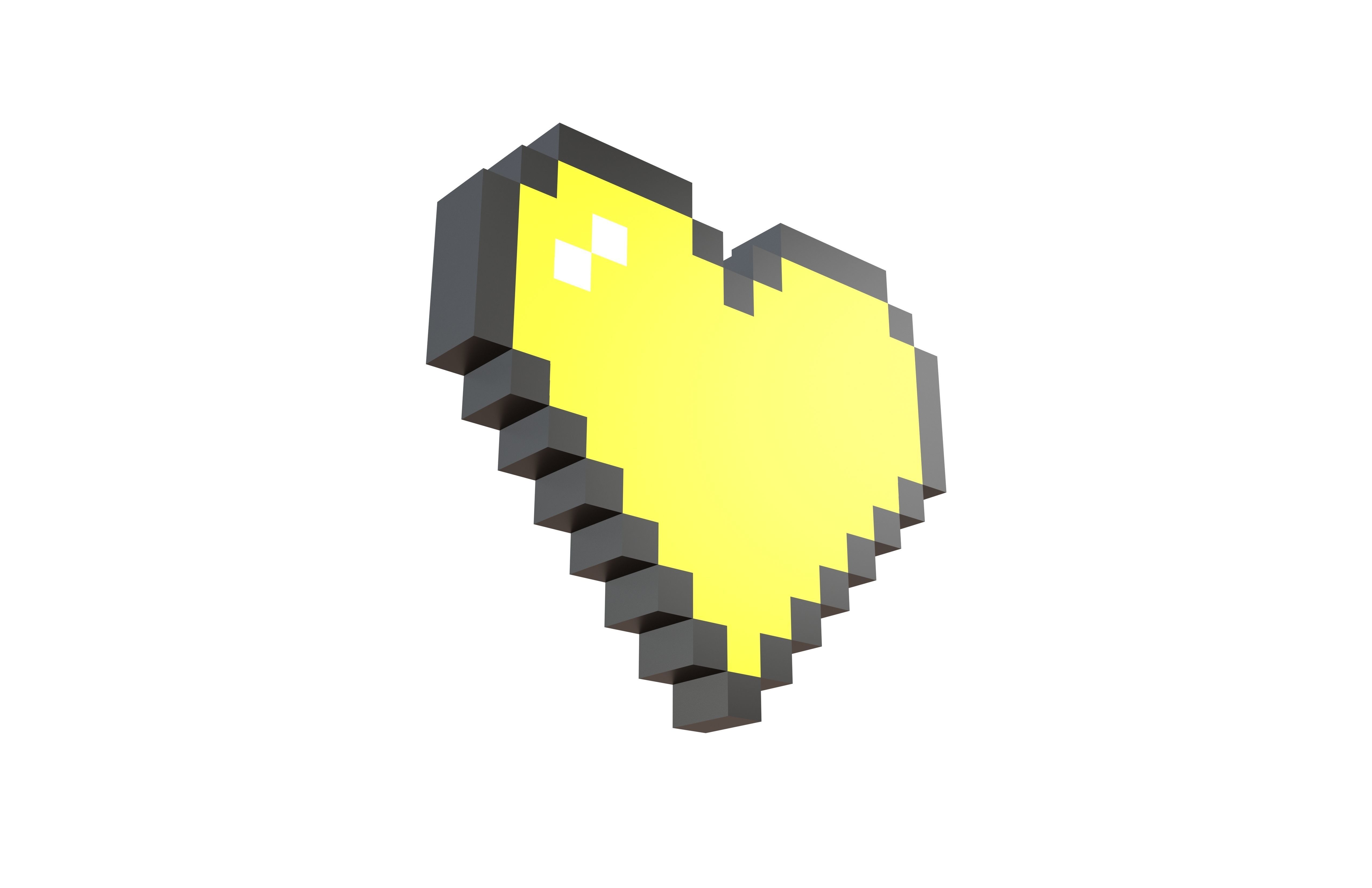 Pixel Heart Pack v2 01 Low-poly 3D model_16