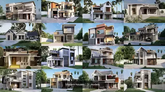 Modern houses 3D Model Collection