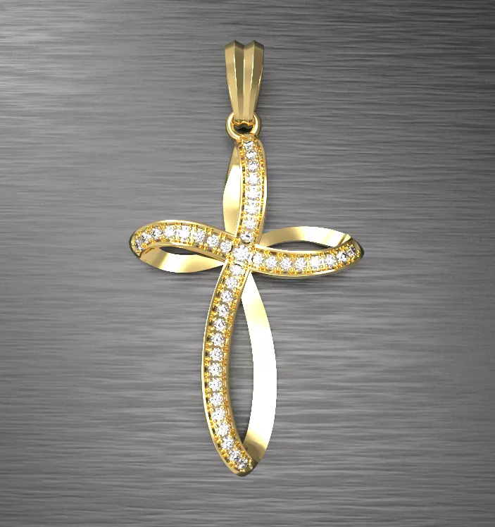 Cross with gems 3D print model_0