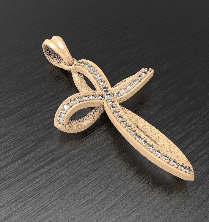 Cross with gems 3D print model_7