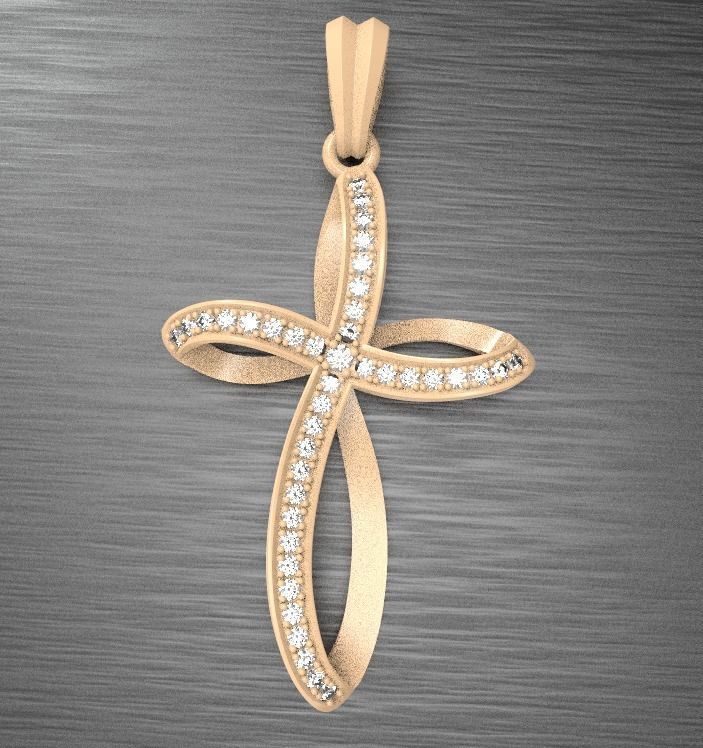 Cross with gems 3D print model_6