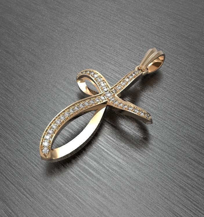 Cross with gems 3D print model_2