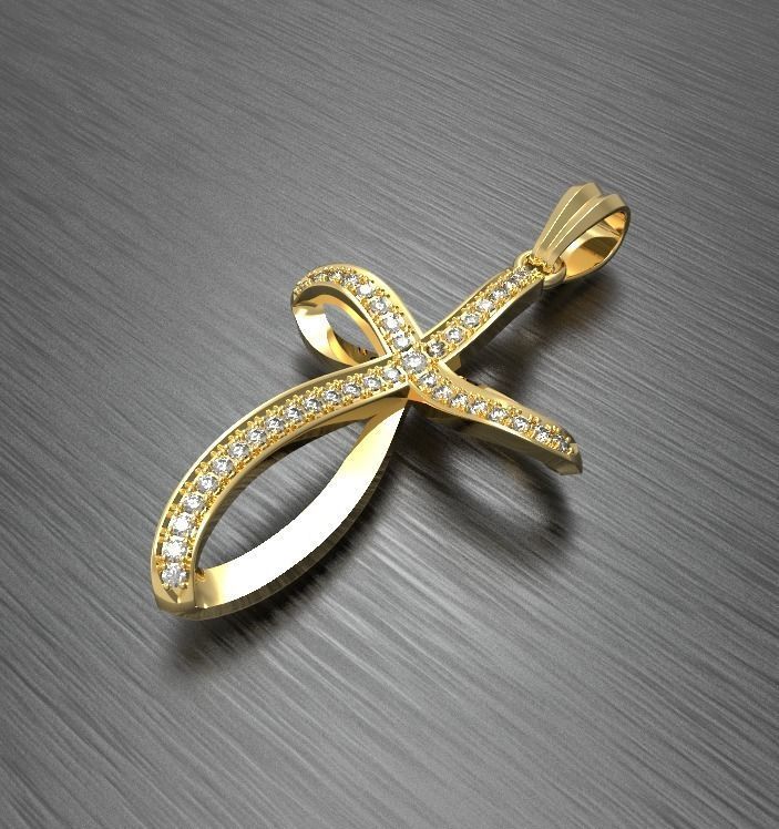 Cross with gems 3D print model_1