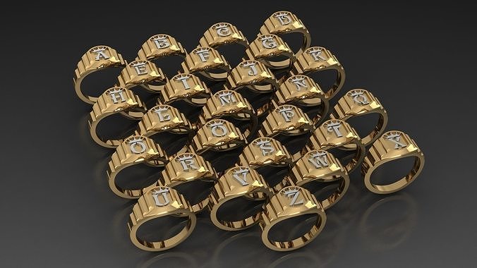 collection Alphabet Ring  3D print model