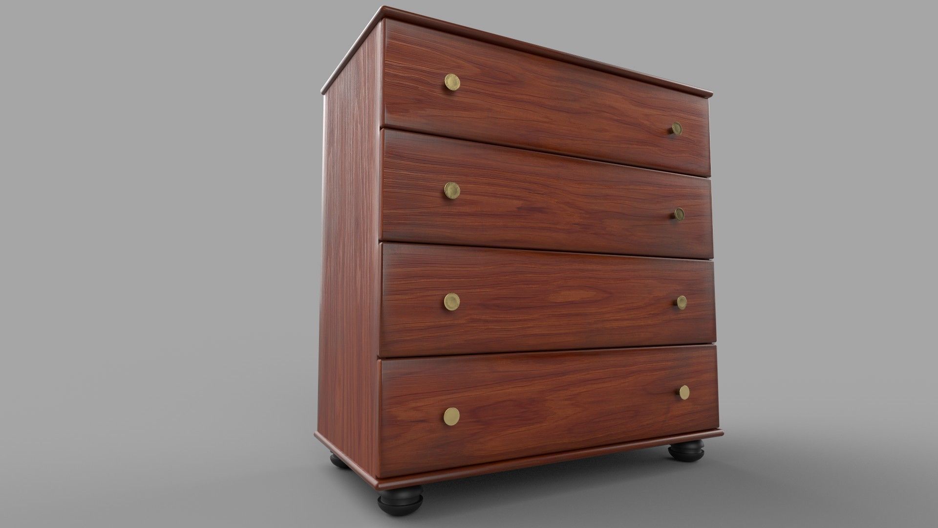 cabinet wooden on wheels Low-poly 3D model_4