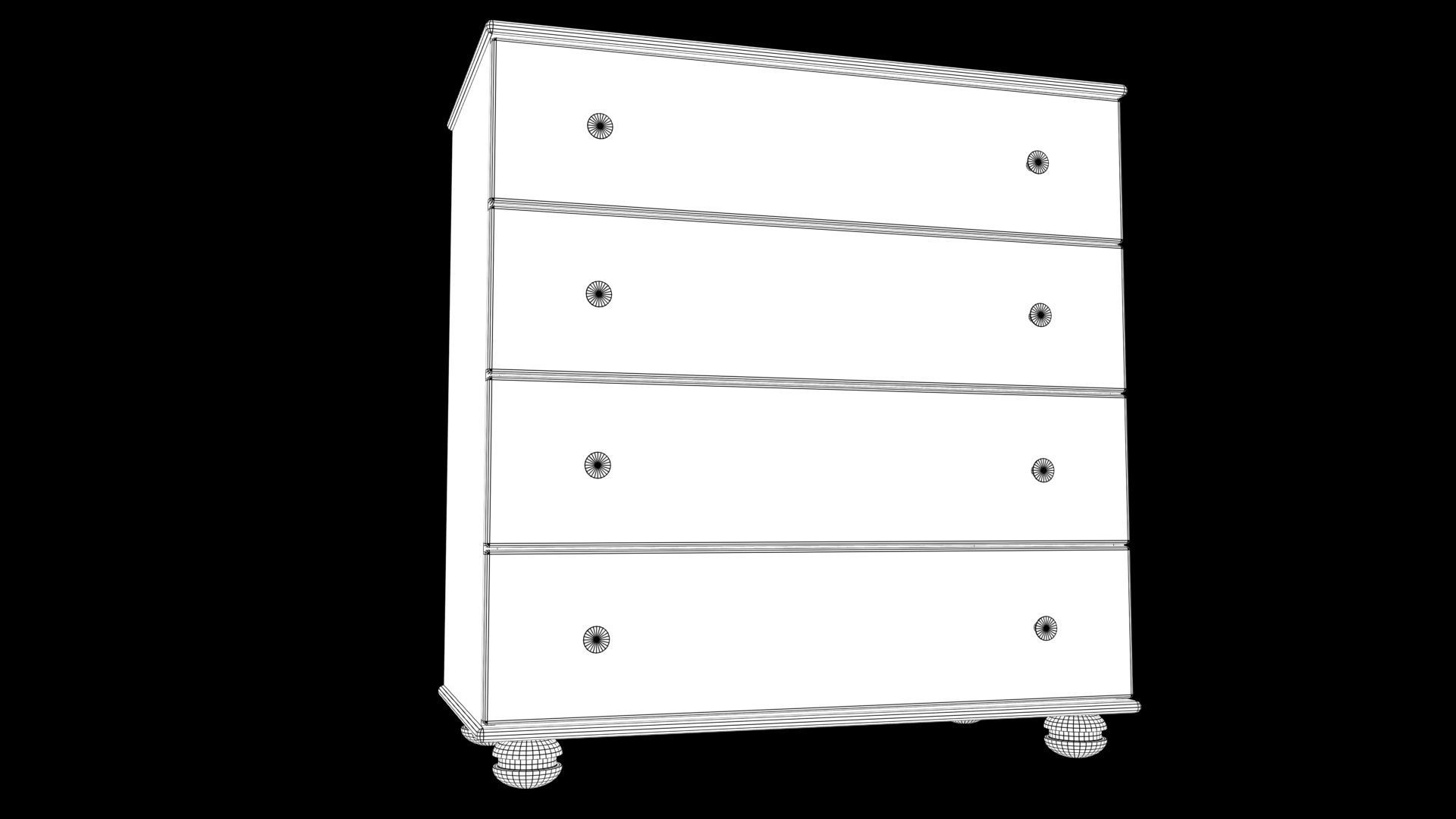 cabinet wooden on wheels Low-poly 3D model_9