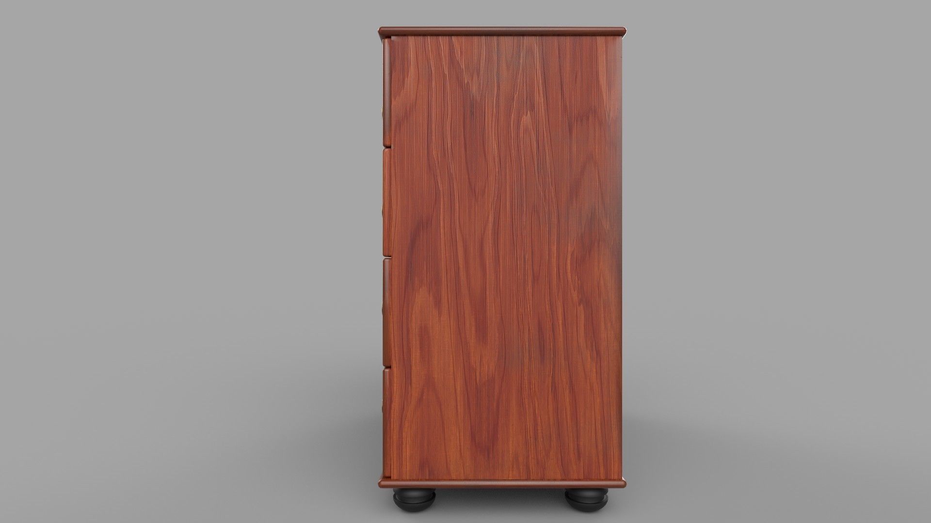 cabinet wooden on wheels Low-poly 3D model_1