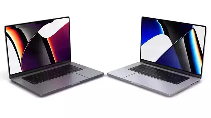 Apple MacBook Pro 16 inch 2021 Space Gray and Silver Low-poly 3D model
