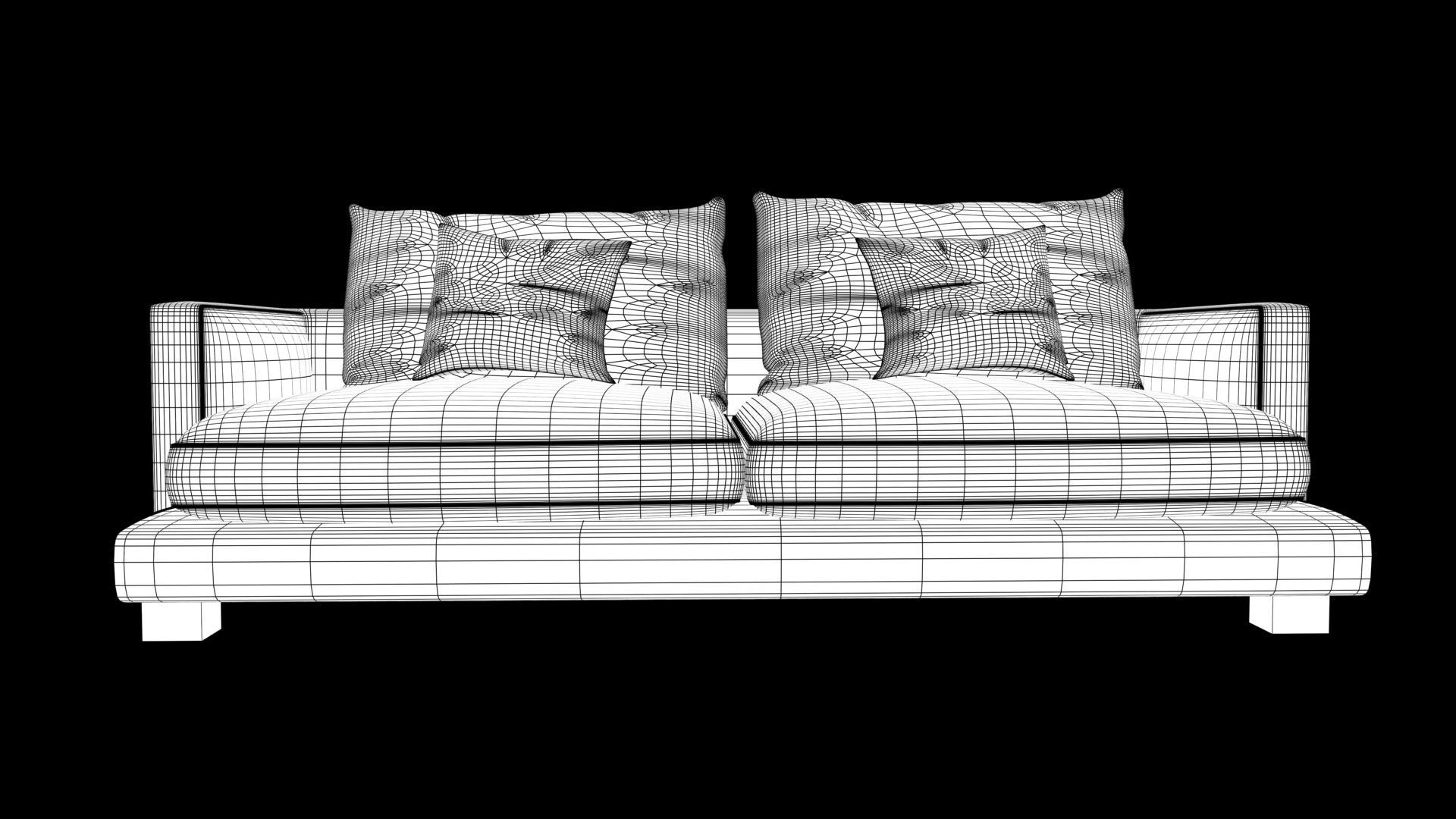 sofa realistic Low-poly 3D model_5