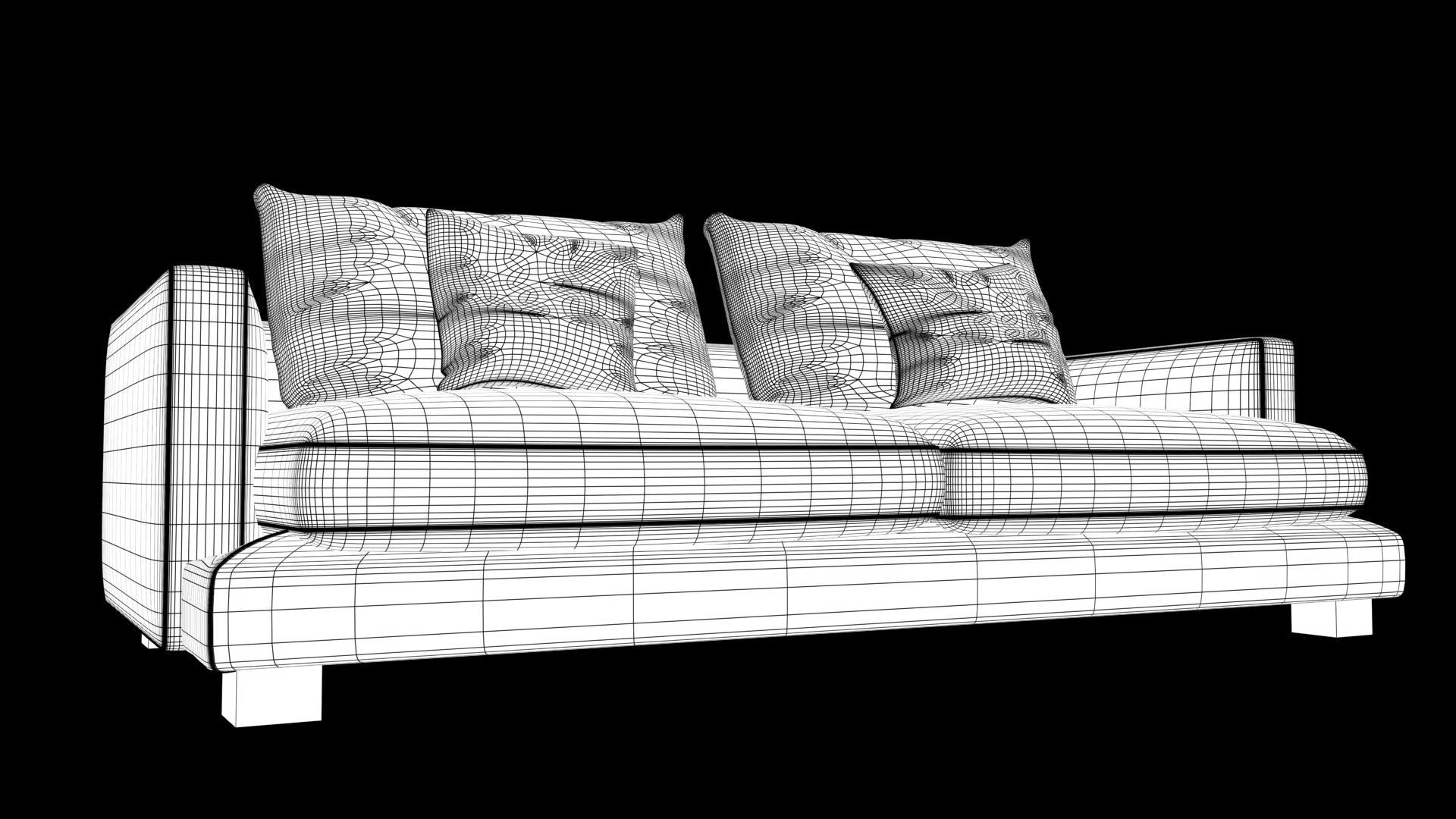 sofa realistic Low-poly 3D model_8