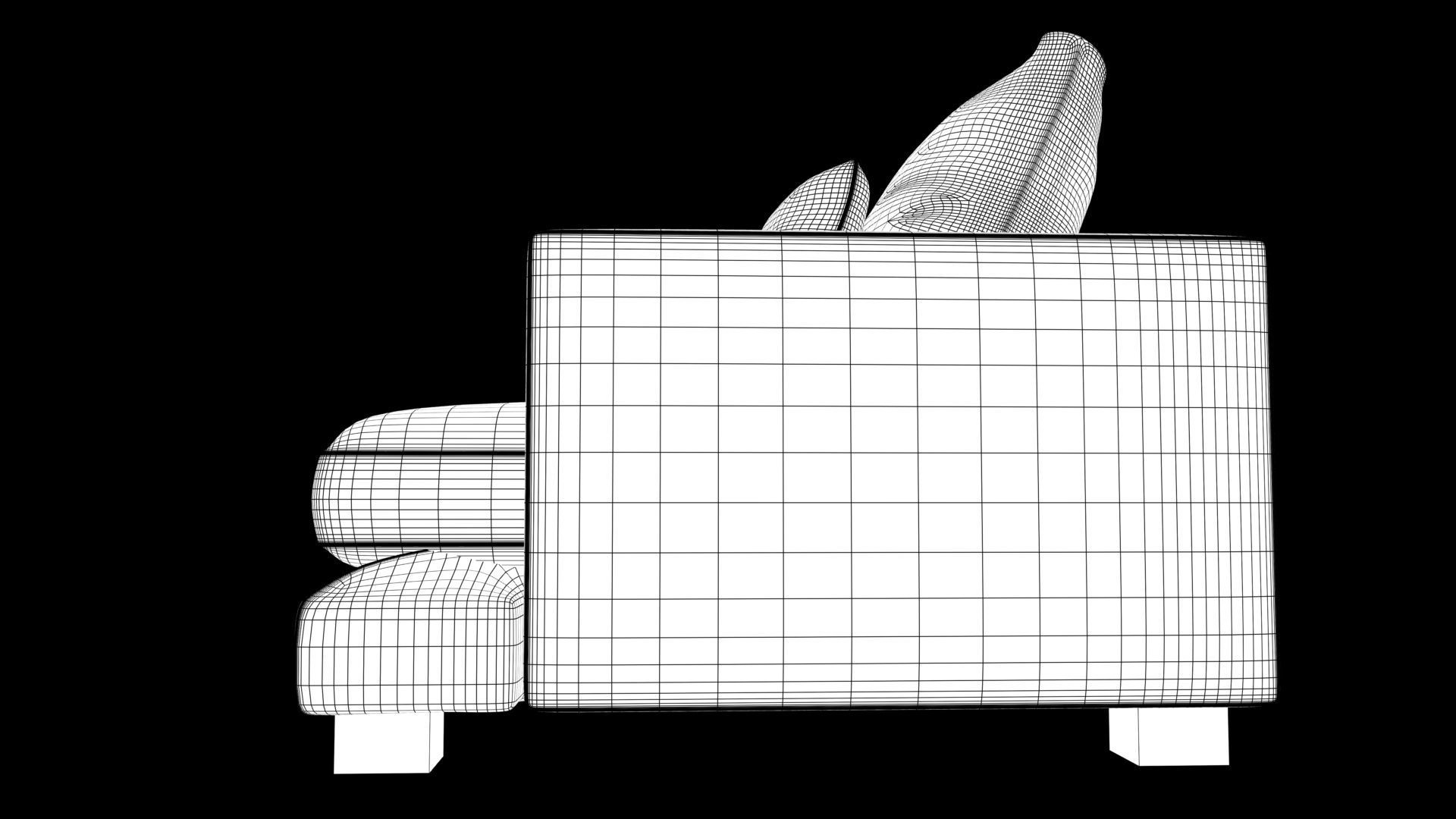 sofa realistic Low-poly 3D model_6