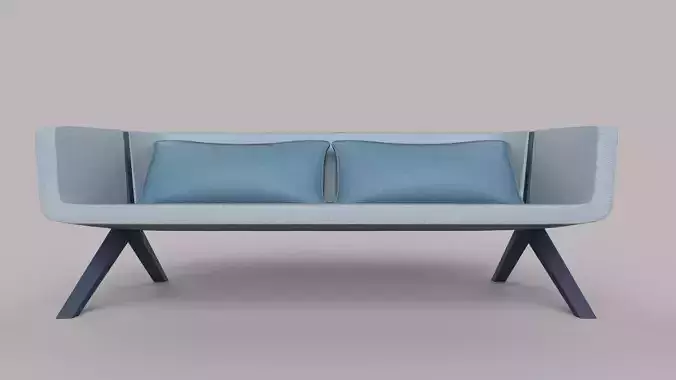 realistic sofa chair with metal frame and fabric