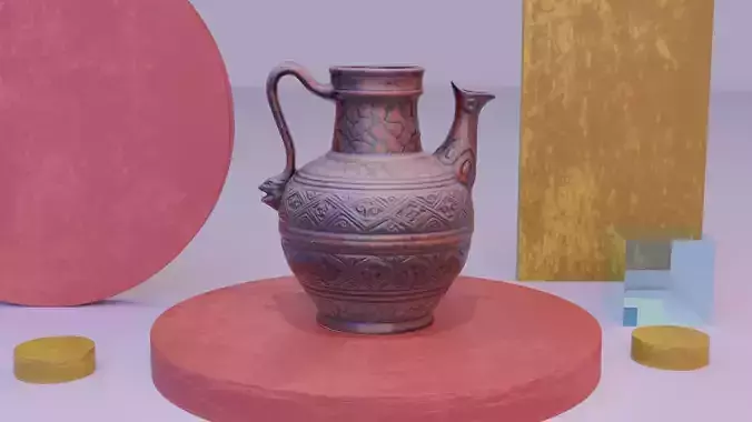 Ethnic clay pot high-poly