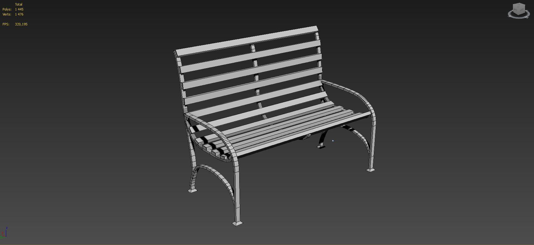 Bench Low-poly 3D model_1