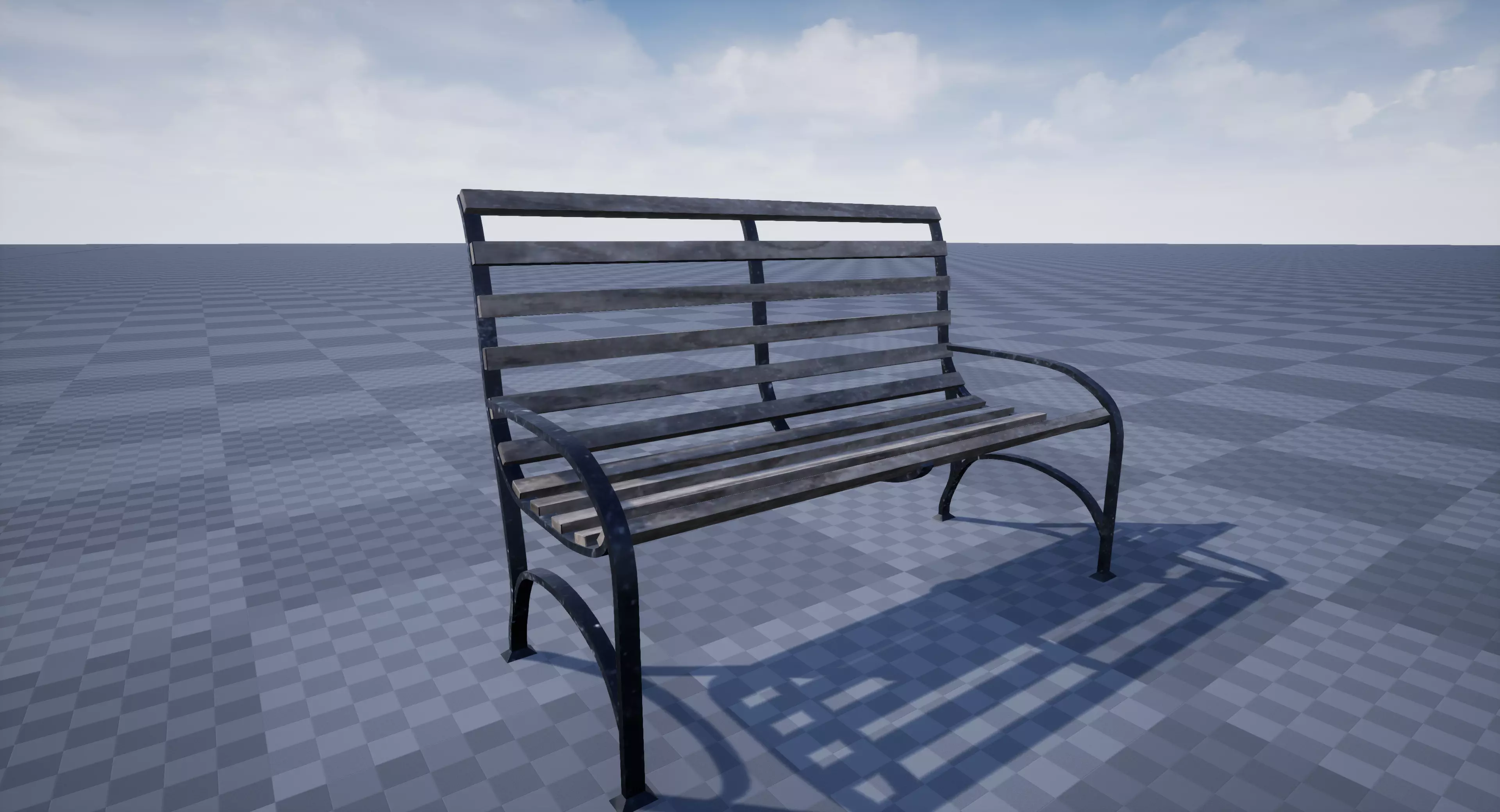 Bench Low-poly 3D model_0
