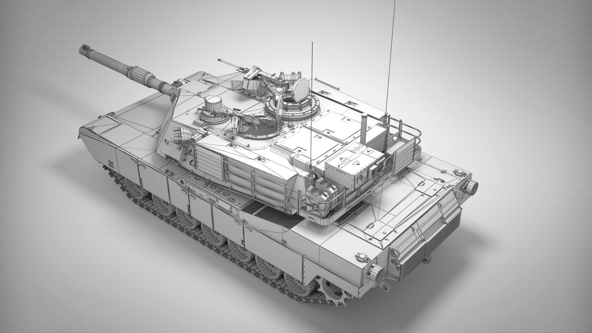 M1A2 Abrams Main Battle Tank Low-poly 3D model_7