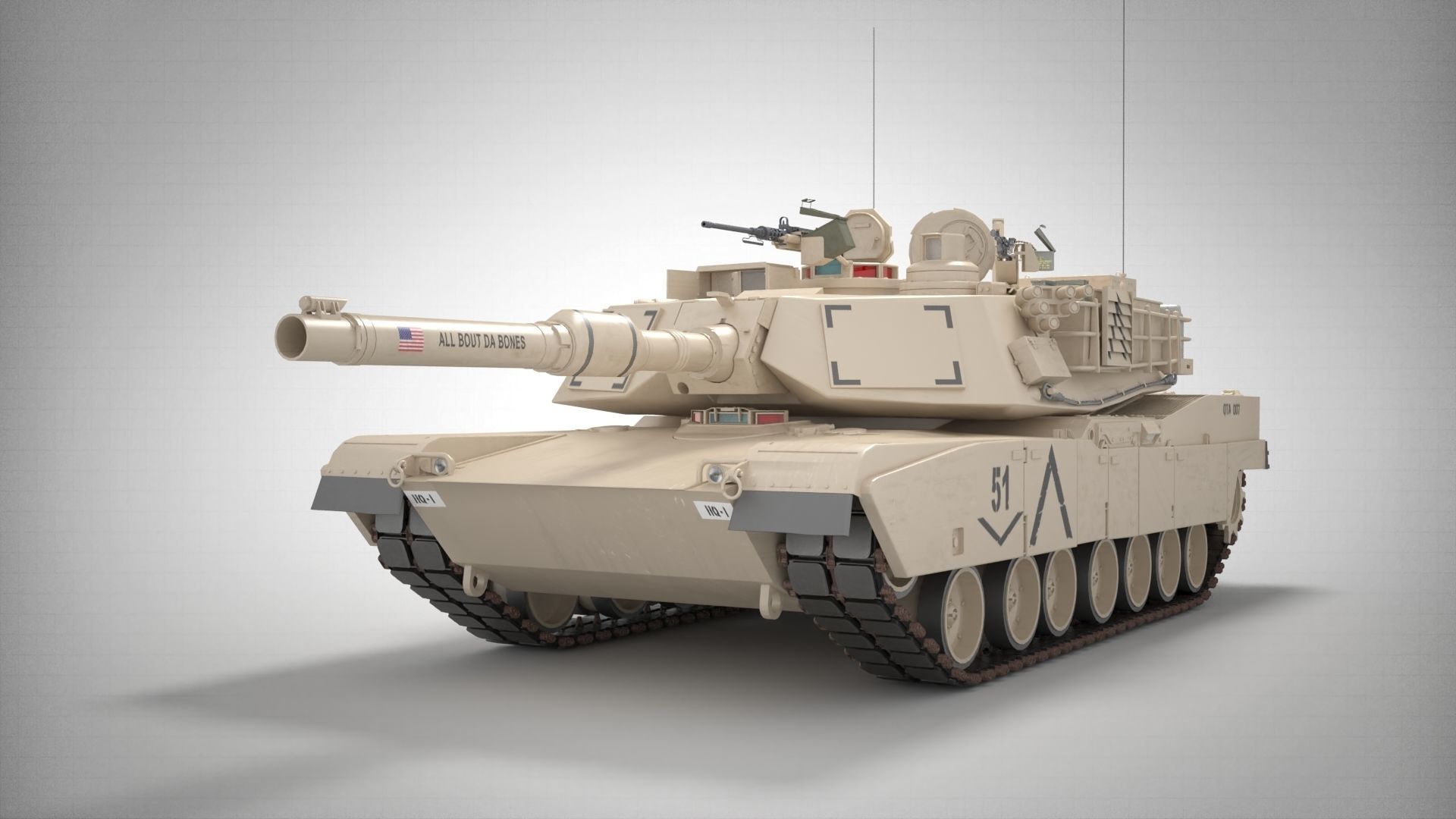 M1A2 Abrams Main Battle Tank Low-poly 3D model_1