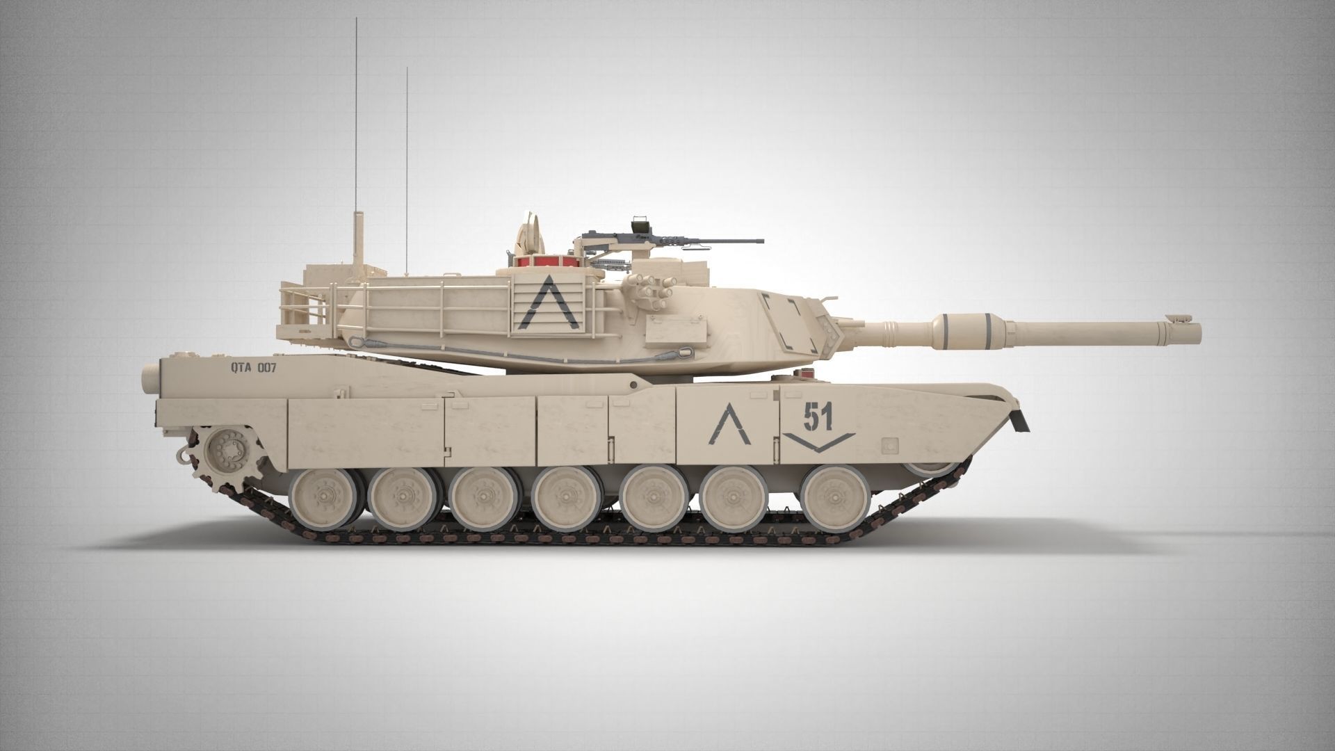 M1A2 Abrams Main Battle Tank Low-poly 3D model_3