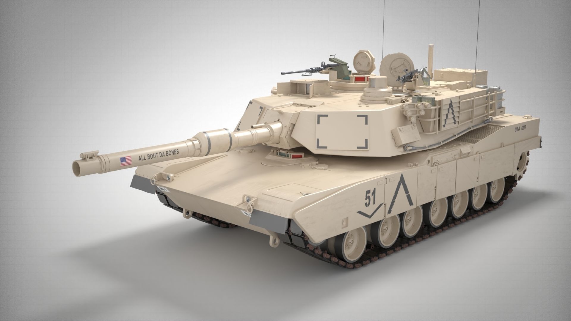 M1A2 Abrams Main Battle Tank Low-poly 3D model_5
