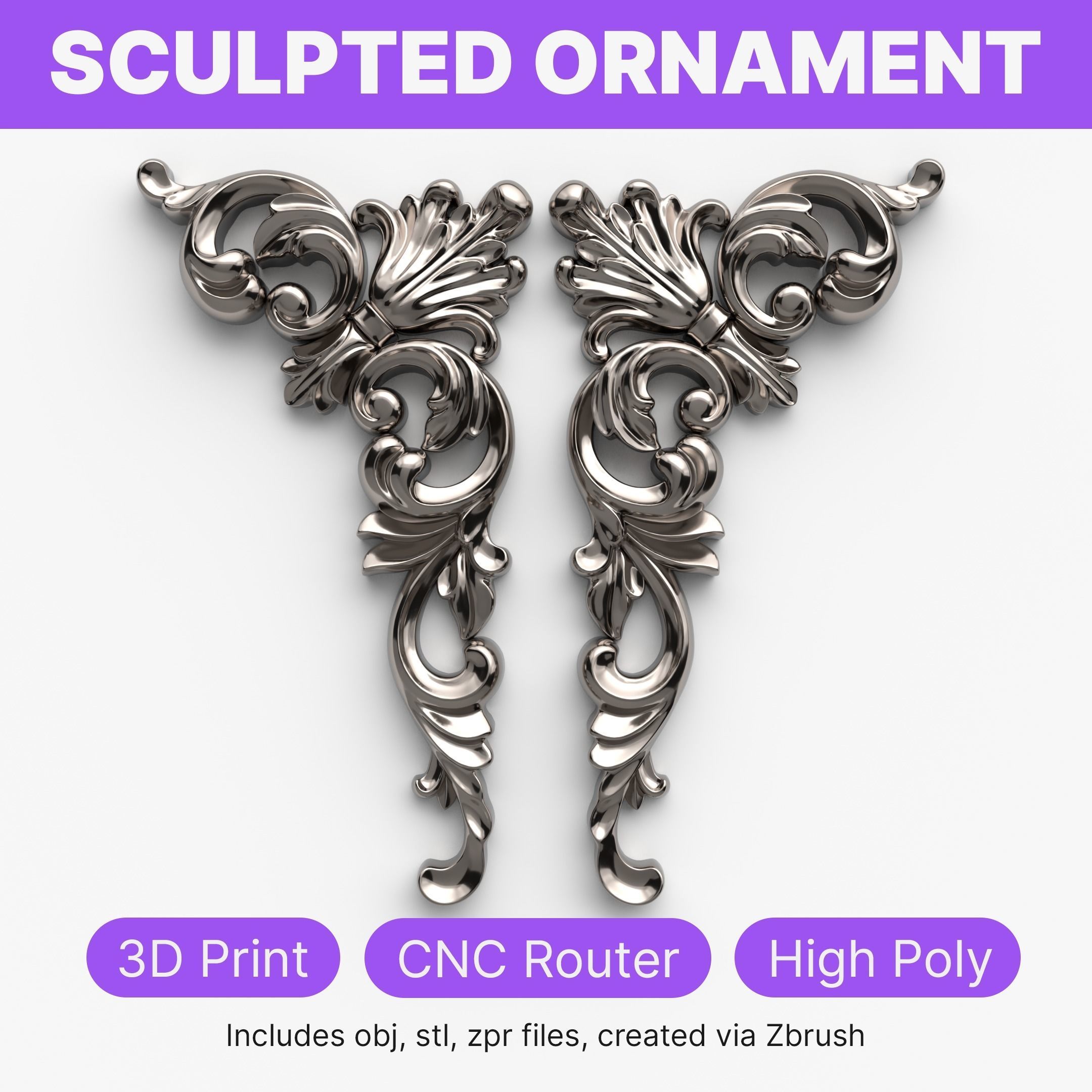 CNC model Item 2 Sculpted Ornament Pack VOL 1 3D print model_1