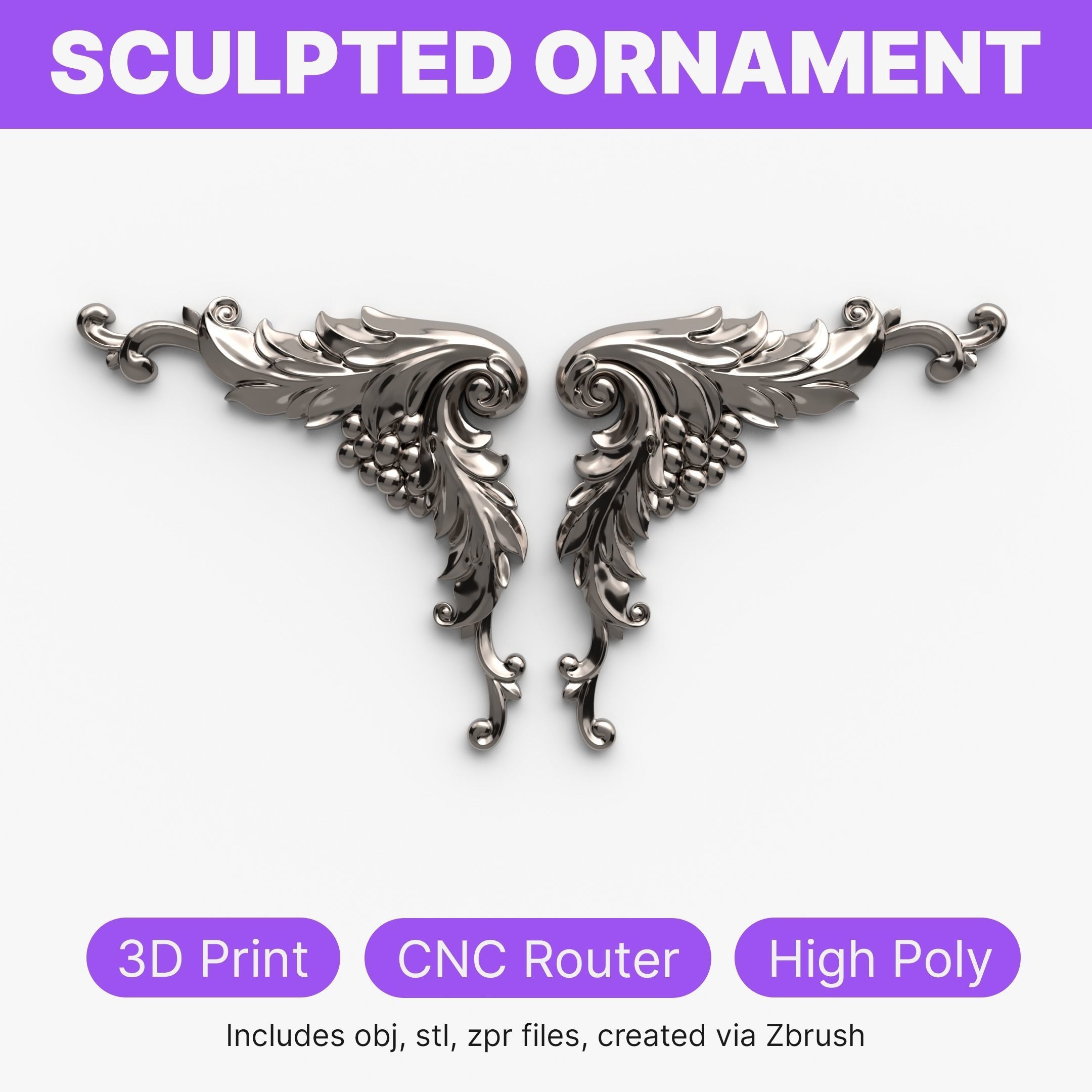 CNC model Item 6 Sculpted Ornament Pack Vol 1 3D print model_1