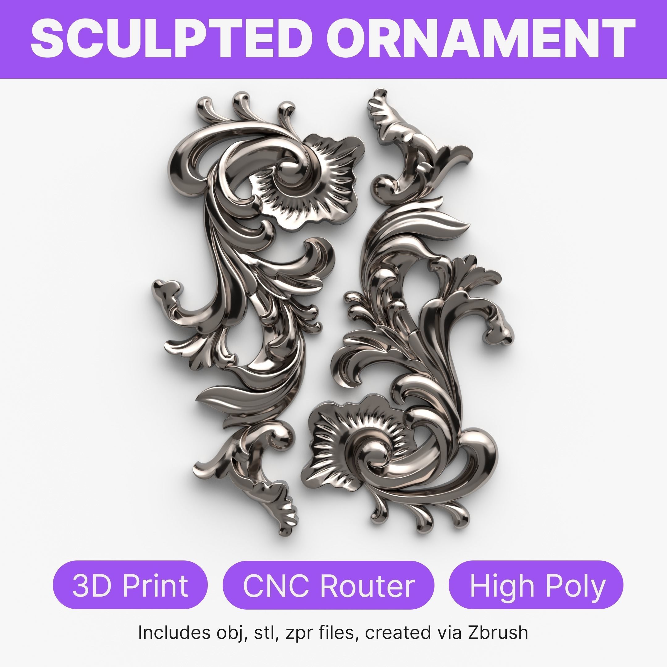 CNC model Item 5 Sculpted Ornament Pack Vol 1 3D print model_1