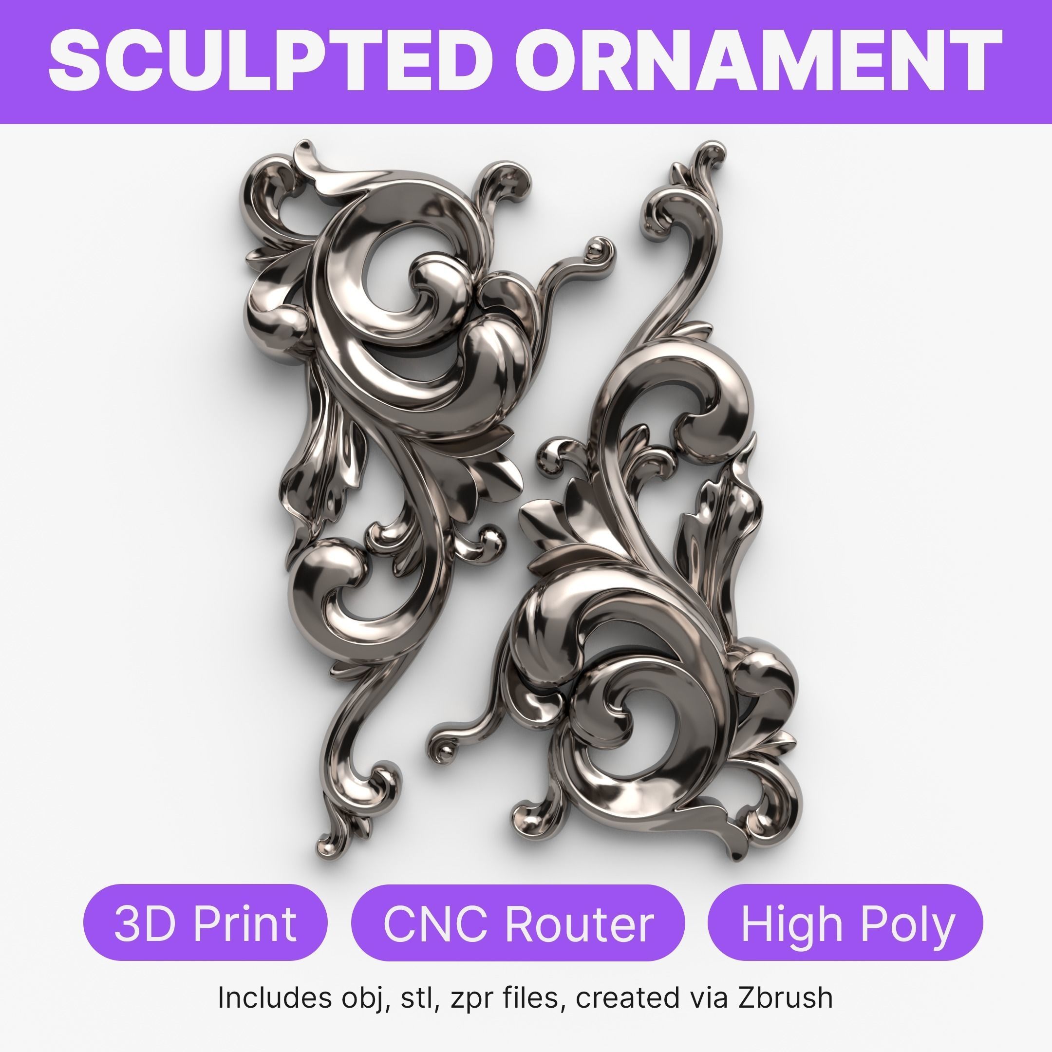 CNC model Item 4 Sculpted Ornament Pack Vol 1 3D print model_1