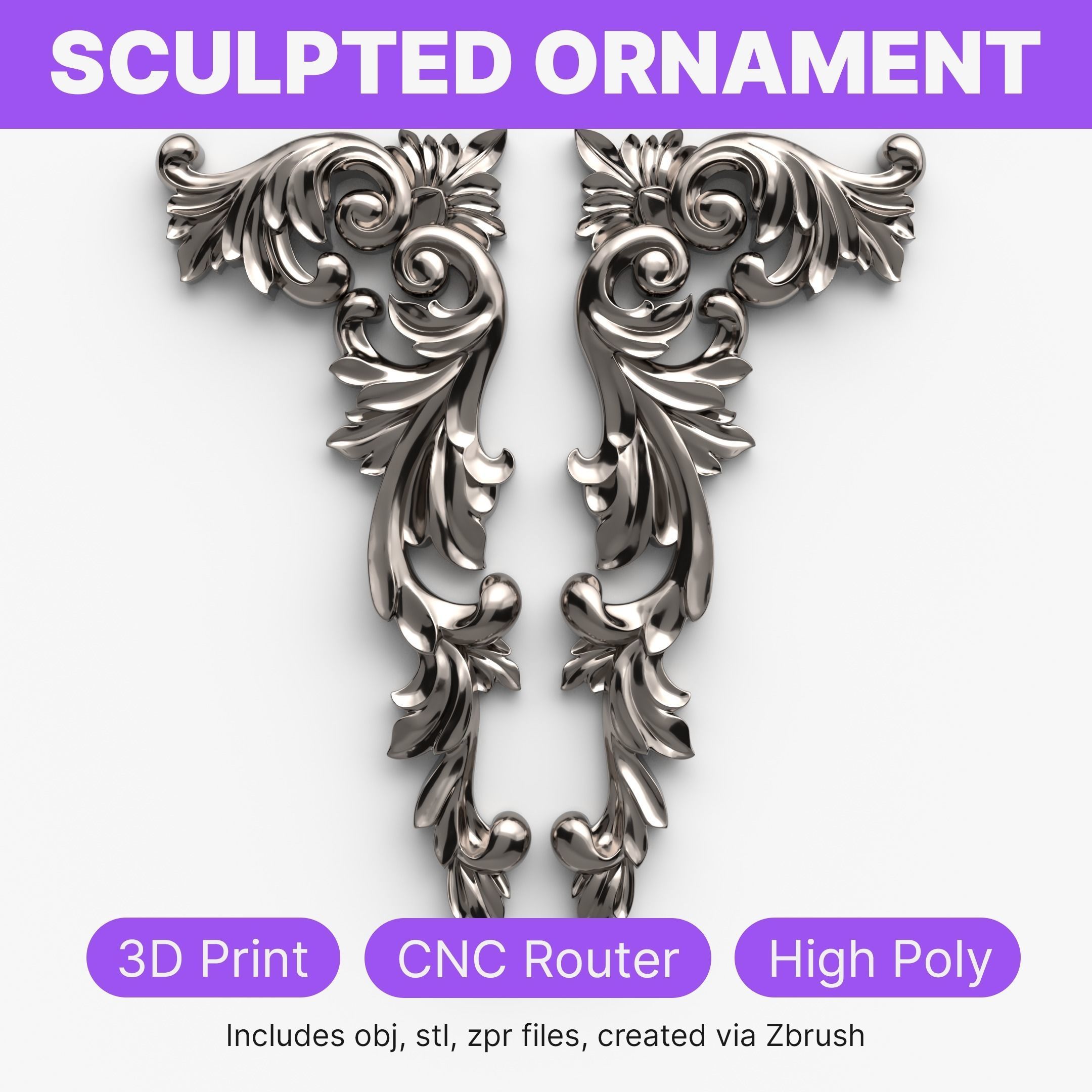 CNC model Item 3 Sculpted Ornament Pack Vol 1 3D print model_1