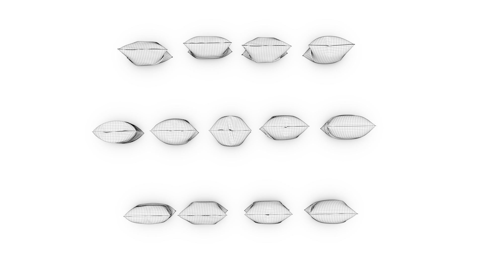 Snack set of paper bags Low-poly 3D model_12