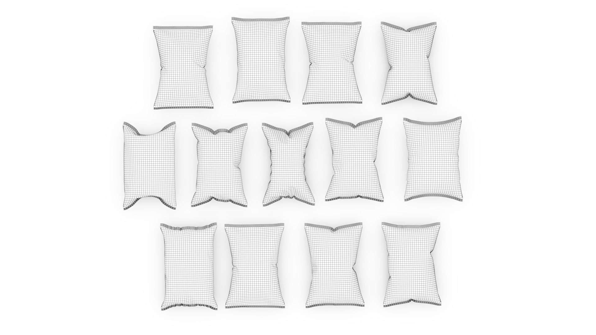 Snack set of paper bags Low-poly 3D model_9