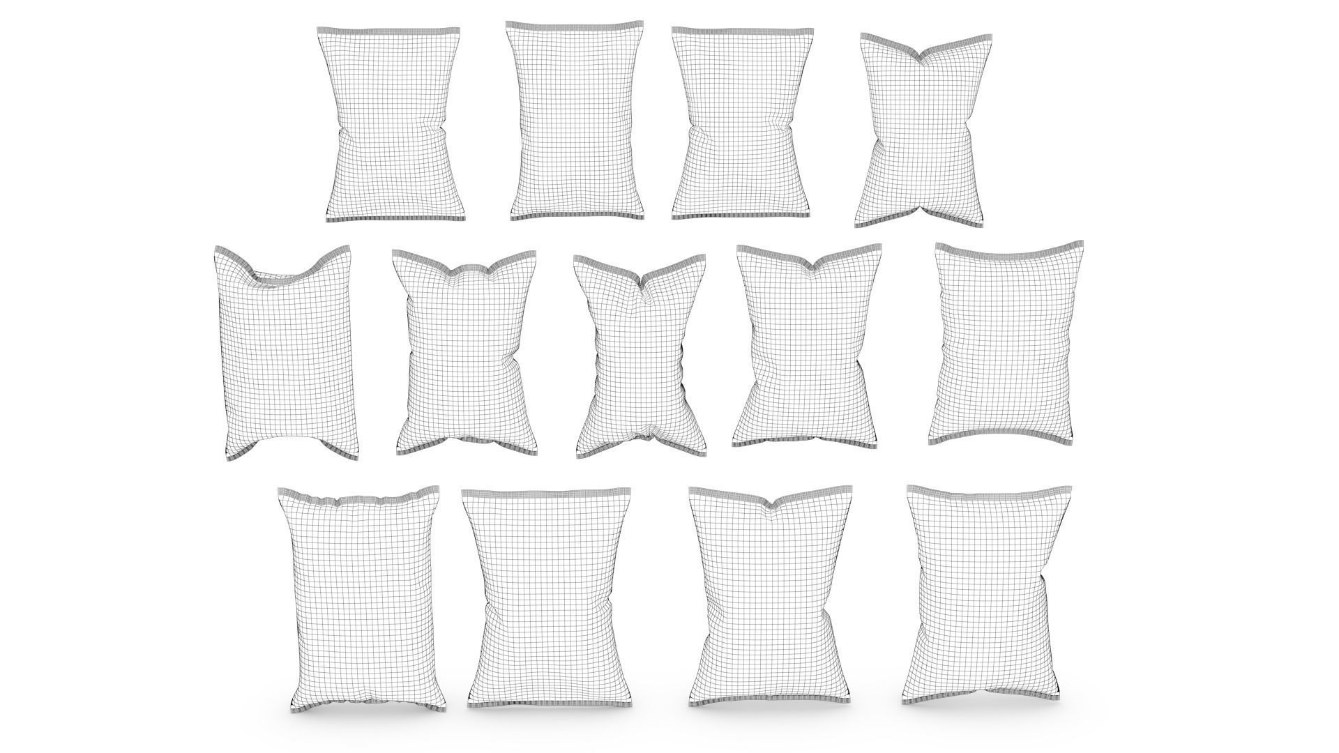 Snack set of paper bags Low-poly 3D model_13