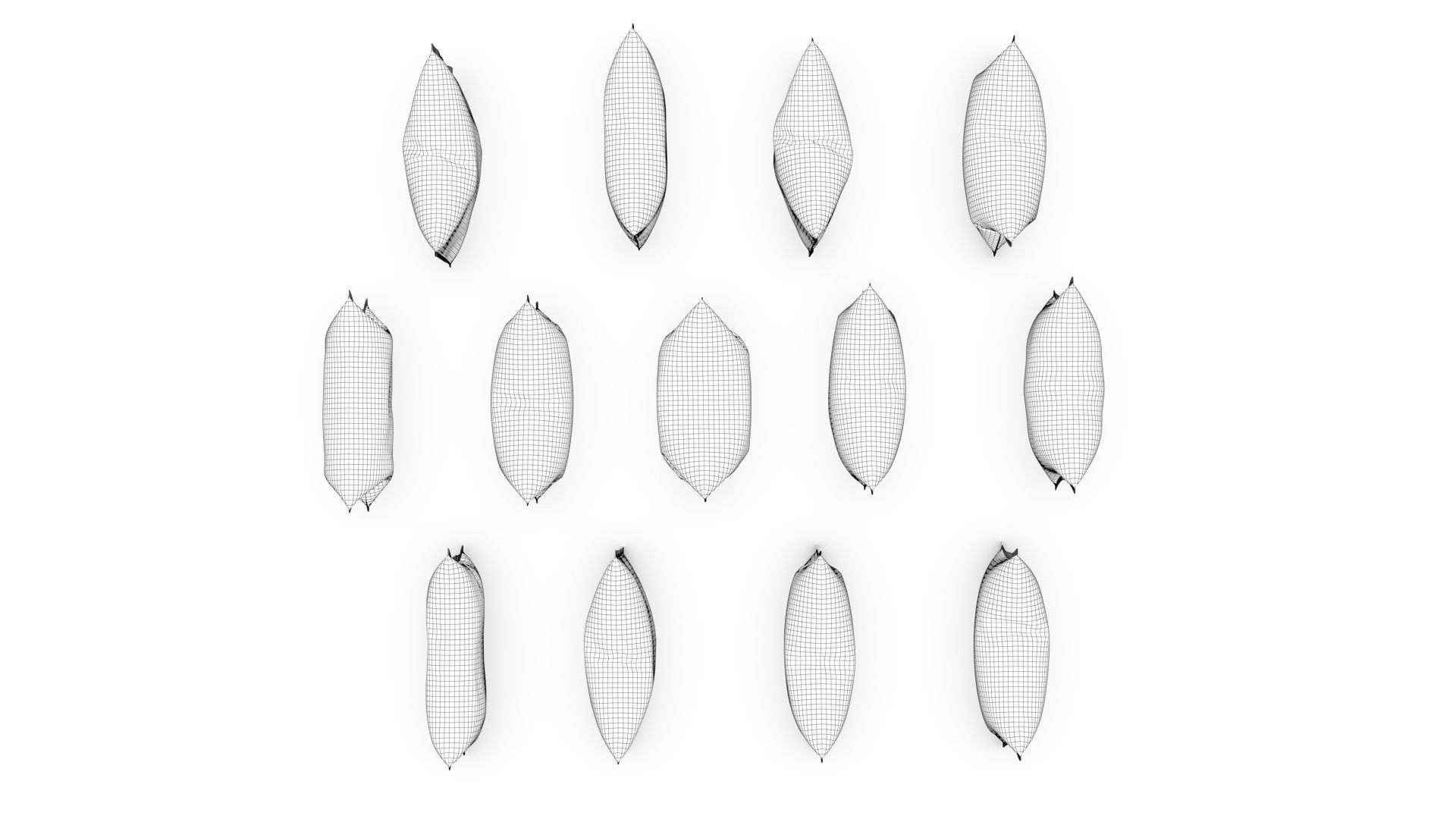 Snack set of paper bags Low-poly 3D model_11