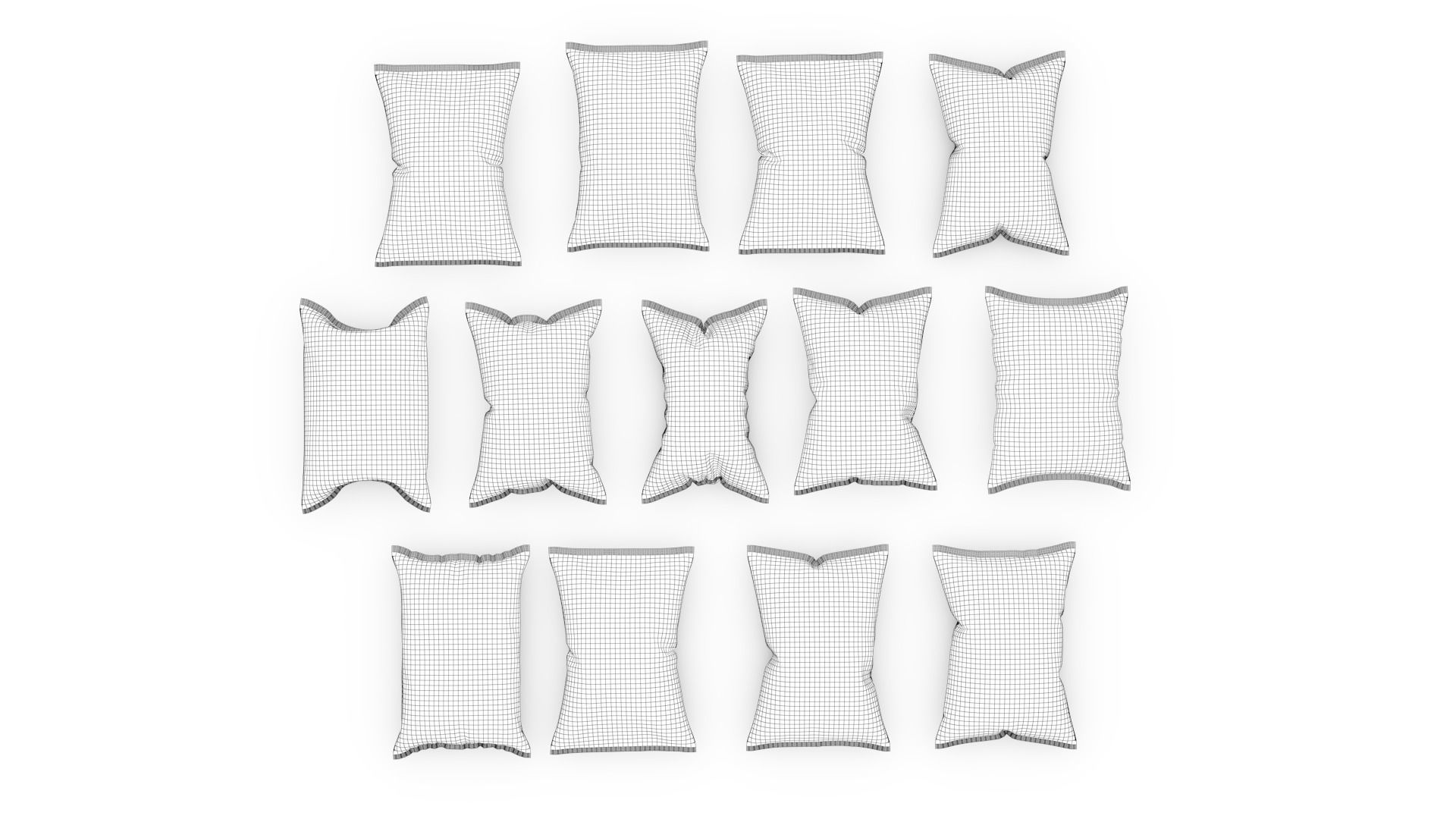 Snack set of paper bags Low-poly 3D model_10