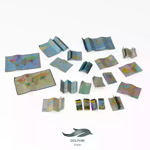 Folded Map Low-poly 3D model