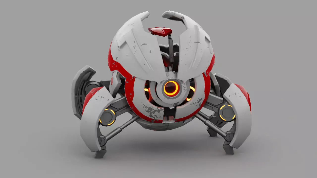 Ball robot rigged - animated character 3D model_0