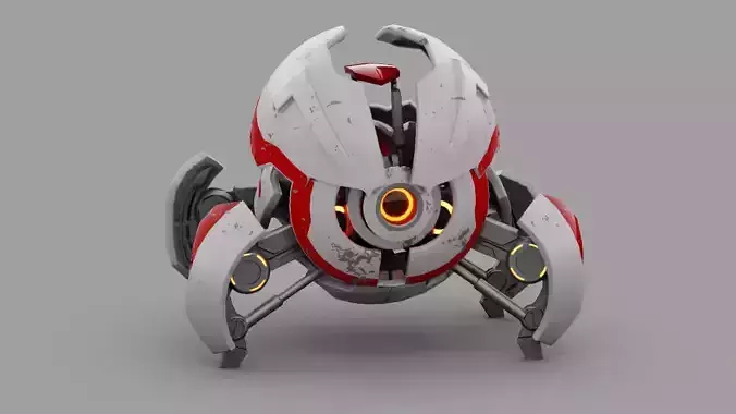Ball robot rigged - animated character 3D model