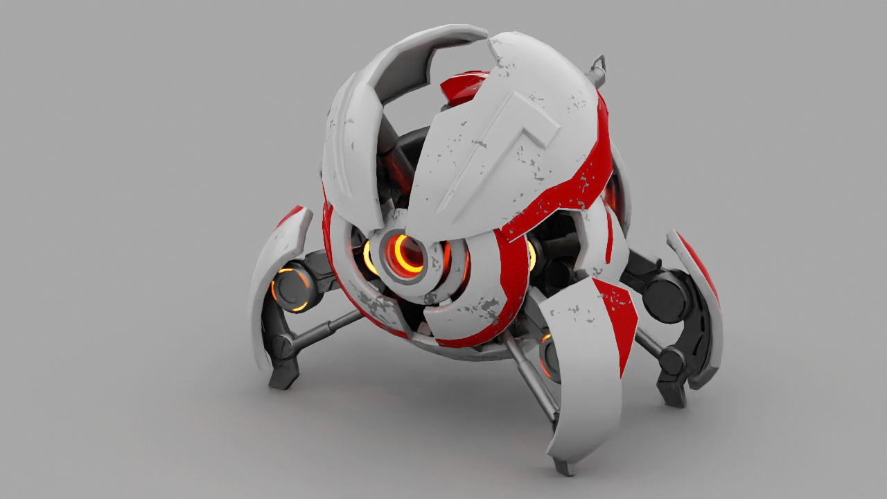 Ball robot rigged - animated character 3D model_8