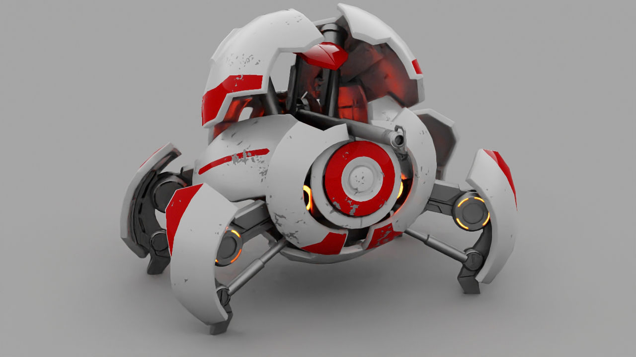 Ball robot rigged - animated character 3D model_10