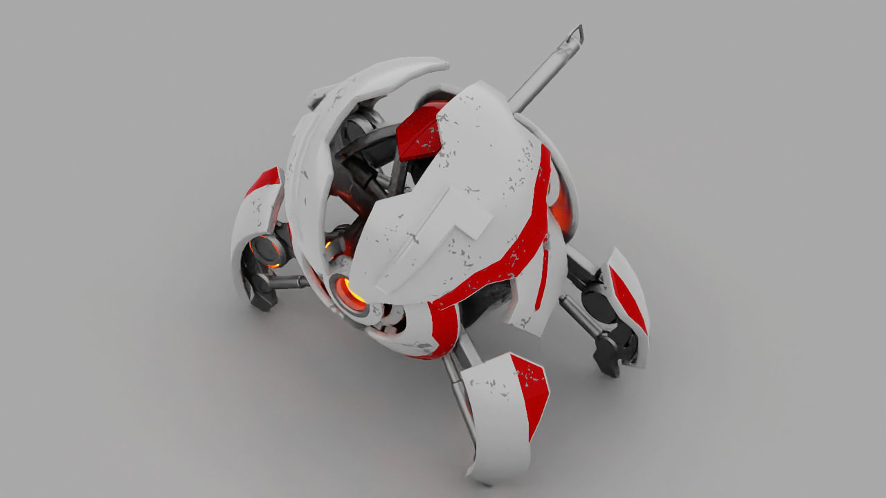 Ball robot rigged - animated character 3D model_4
