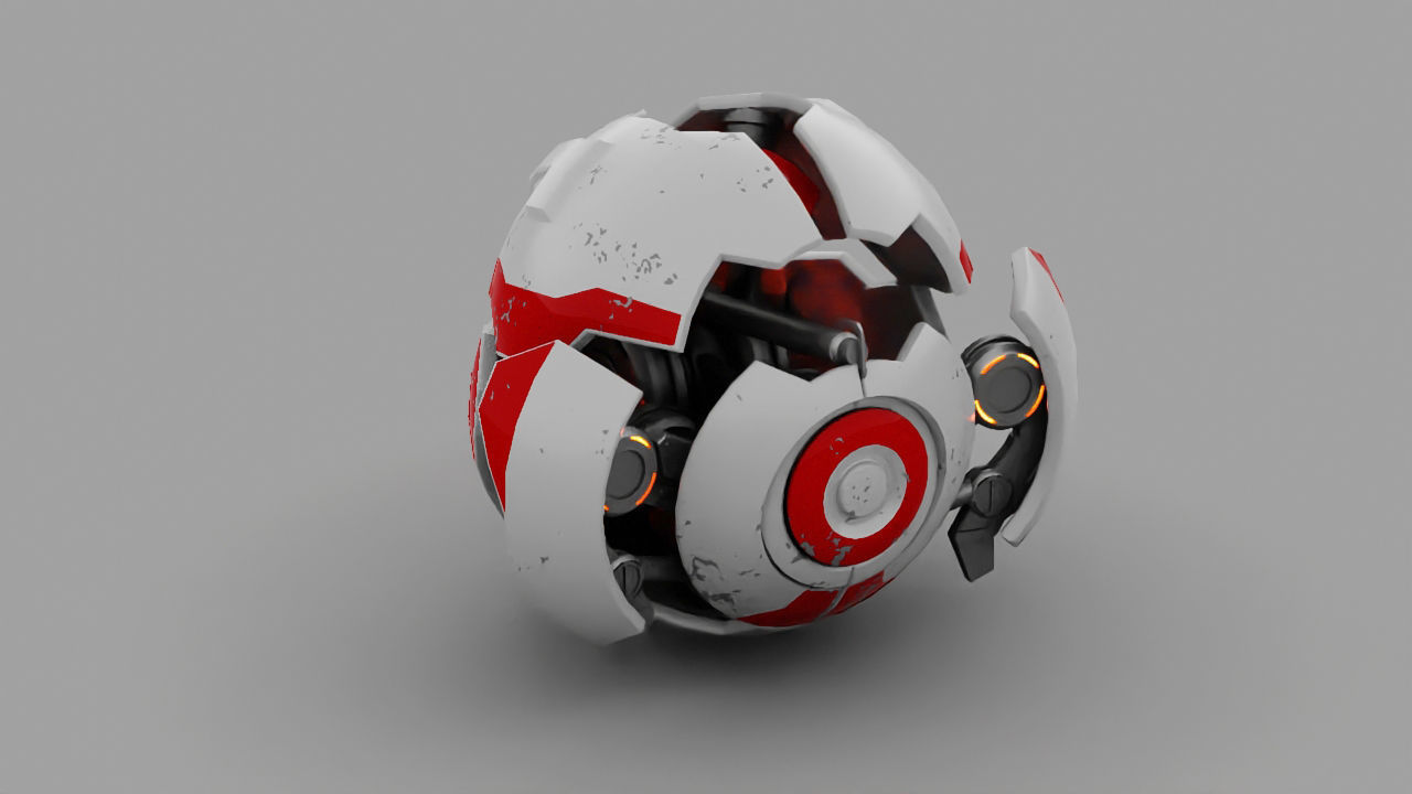 Ball robot rigged - animated character 3D model_9