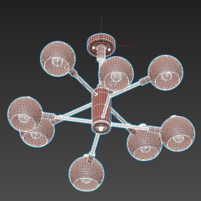 svenn chandelier with six lights gold 3D model_3