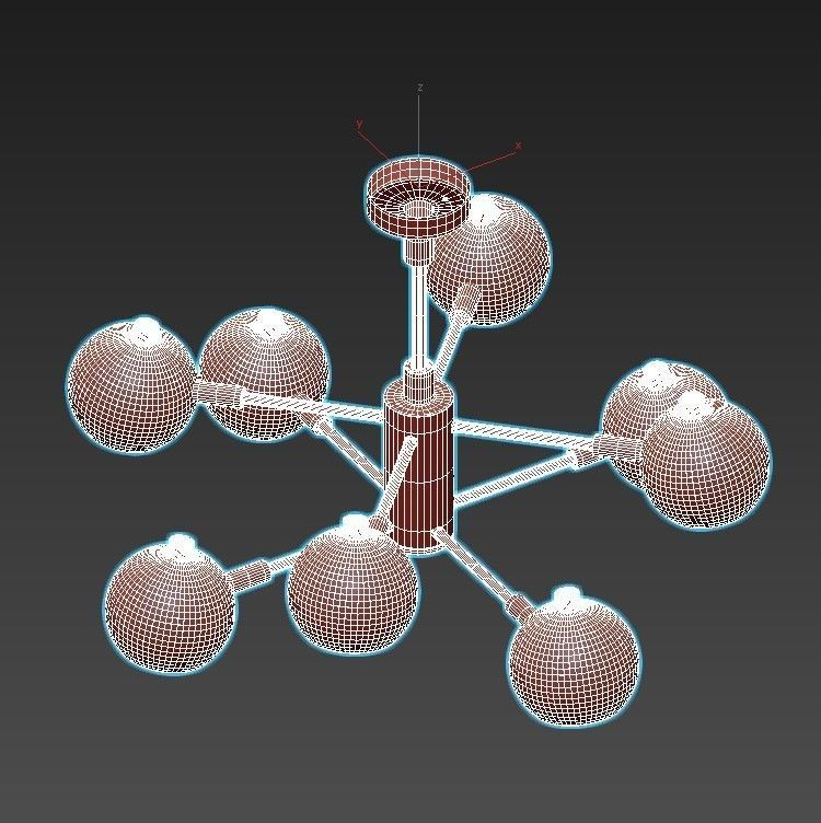 svenn chandelier with six lights gold 3D model_2