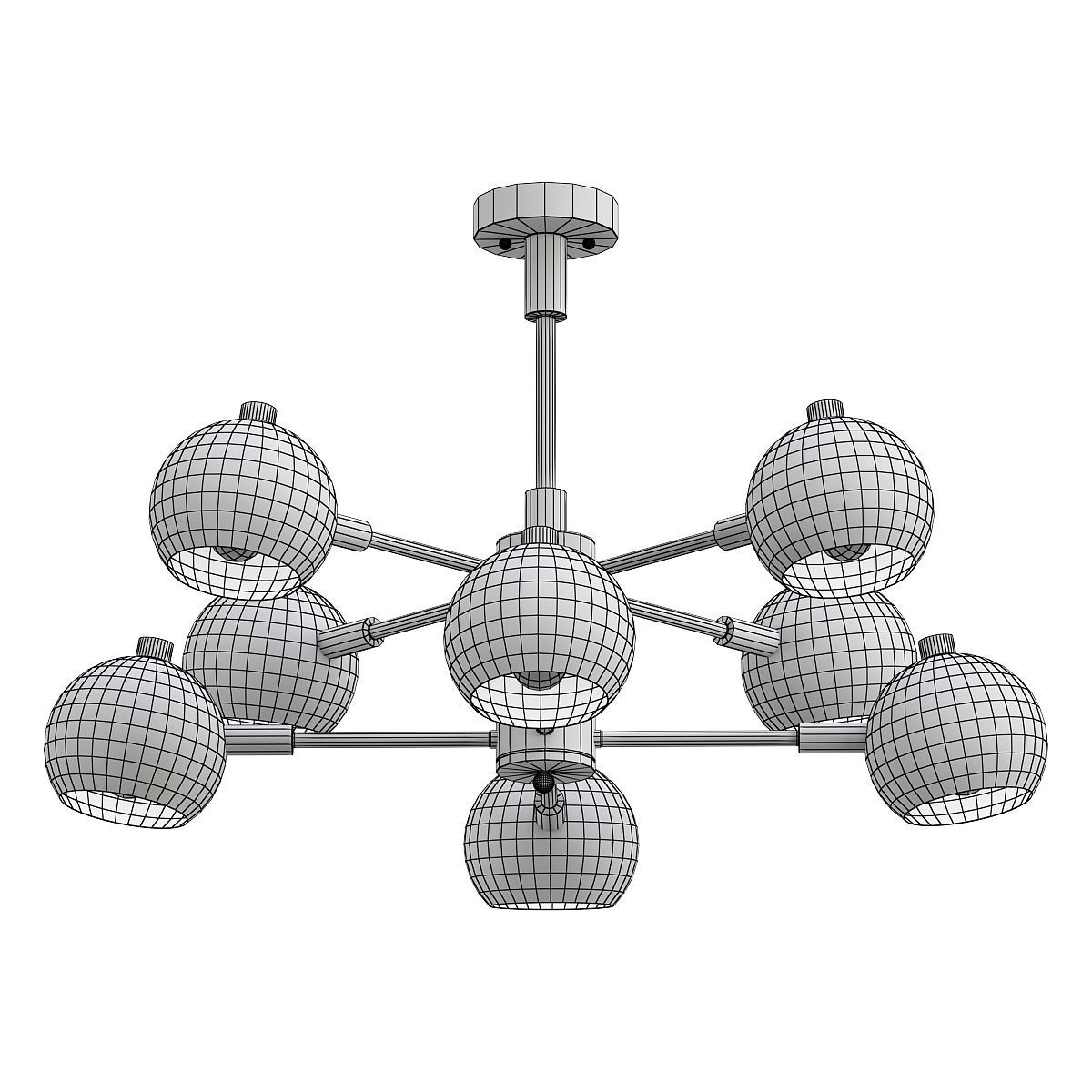 svenn chandelier with six lights gold 3D model_1